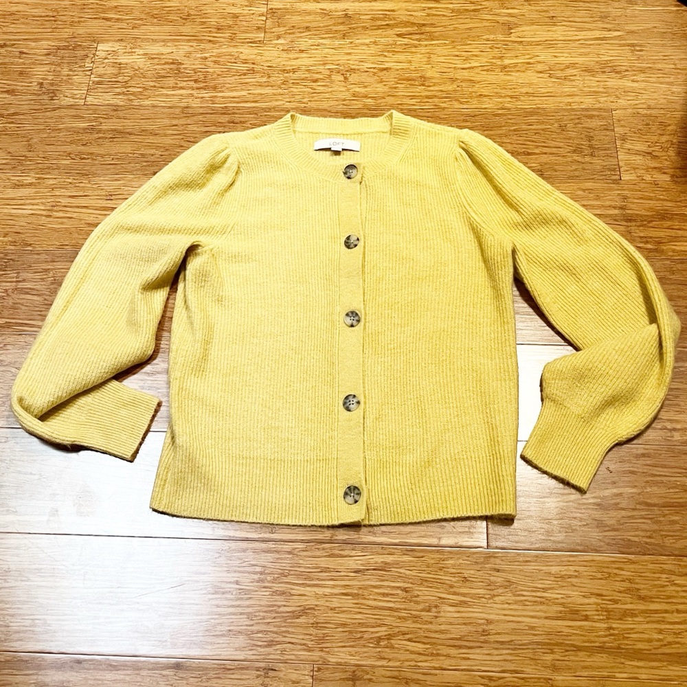 Loft Pale Yellow Button Down Super Soft Cardigan … - image 7